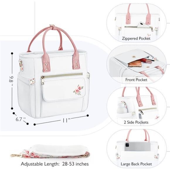 Deluxe Lunch Bag for Women, Leakproof‎ Insulated, Multi Pocket, Removable Strap - Picture 5 of 7